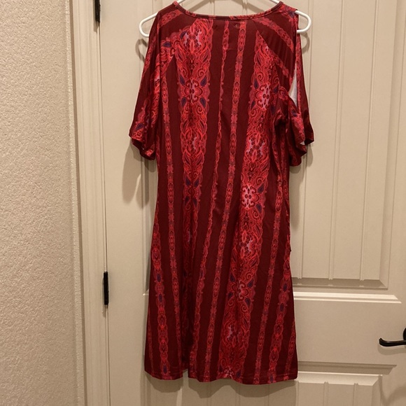 Reborn New York Women’s Size M Dress Cold Shoulder Pintuck Ties Stretchy Pockets - Picture 6 of 8